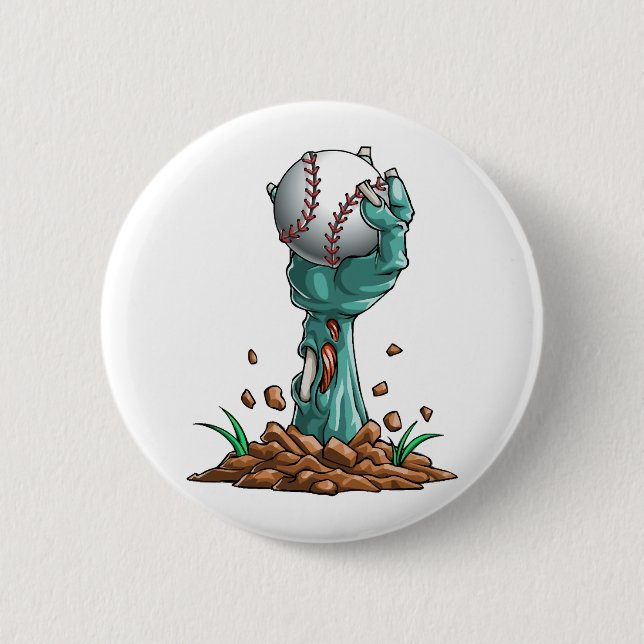 Zombie Hands Baseball Funny Halloween Horror Beäng Button (Vorderseite)