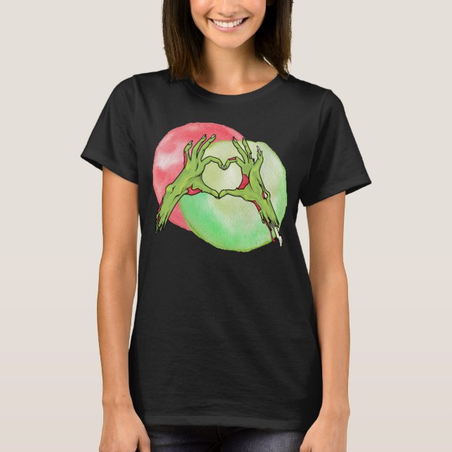 Zombie Hands, die Herzform machen, Liebe Halloween T-Shirt (Vorderseite)