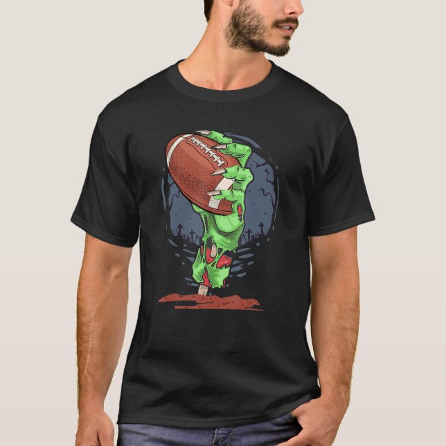 Zombie Hands football Ball  Halloween Horror Scary T-Shirt (Vorderseite)