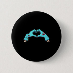 Zombie Hands Heart Halloween Spooky Button