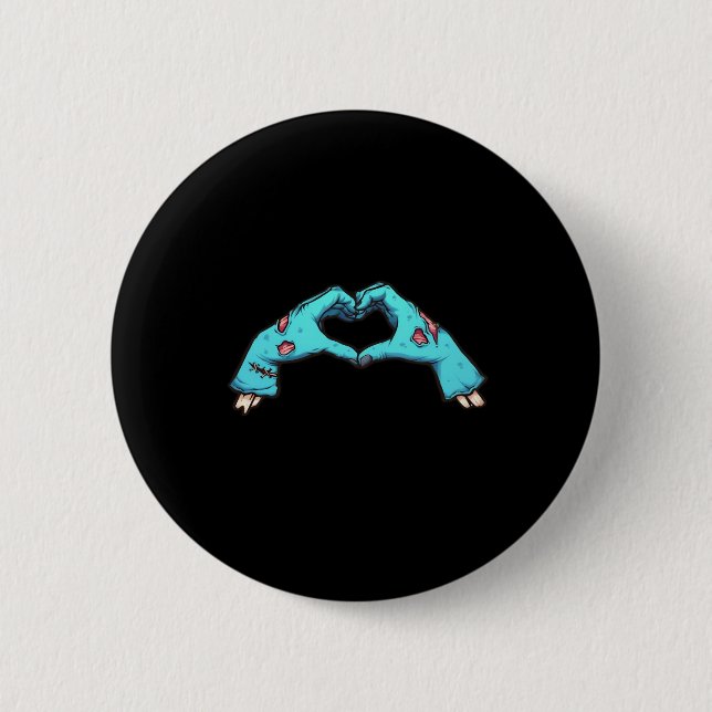Zombie Hands Heart Halloween Spooky Button (Vorderseite)