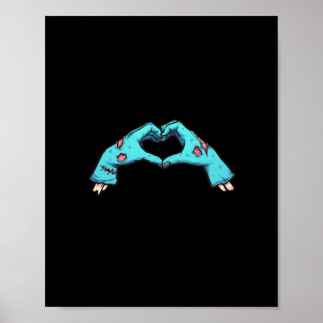 Zombie Hands Heart Halloween Spooky Poster (Vorne)