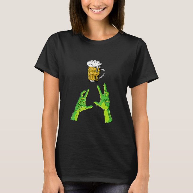 Zombie Hands Reaching for Beer Halloween Costume T-Shirt (Vorderseite)
