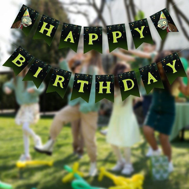 Zombie Happy Birthday Boy Halloween Monster Wimpelkette (Von Creator hochgeladen)