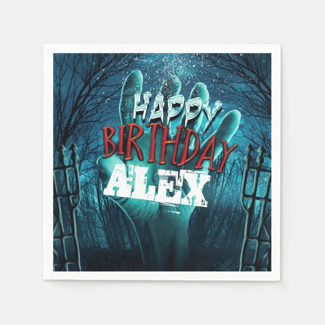 Zombie Happy Birthday Party Serviette (Vorderseite)