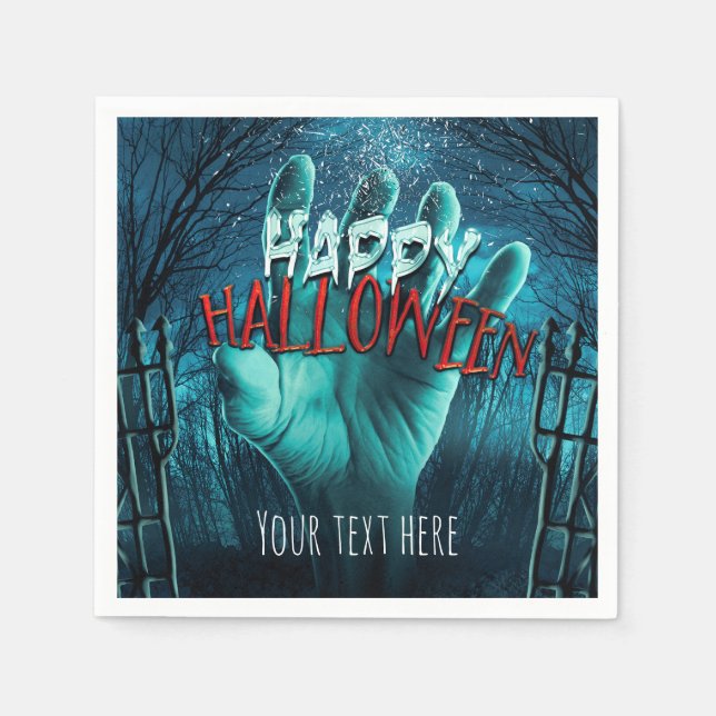 Zombie Happy Halloween Party Serviette (Vorderseite)