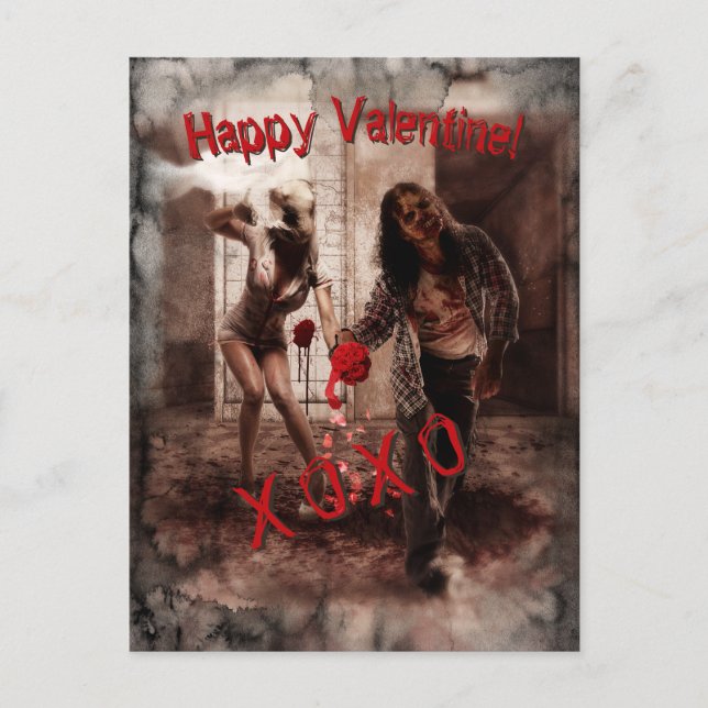 Zombie Happy Valentine Greeting Postkarte (Vorderseite)