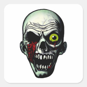 Zombie Head Quadratischer Aufkleber