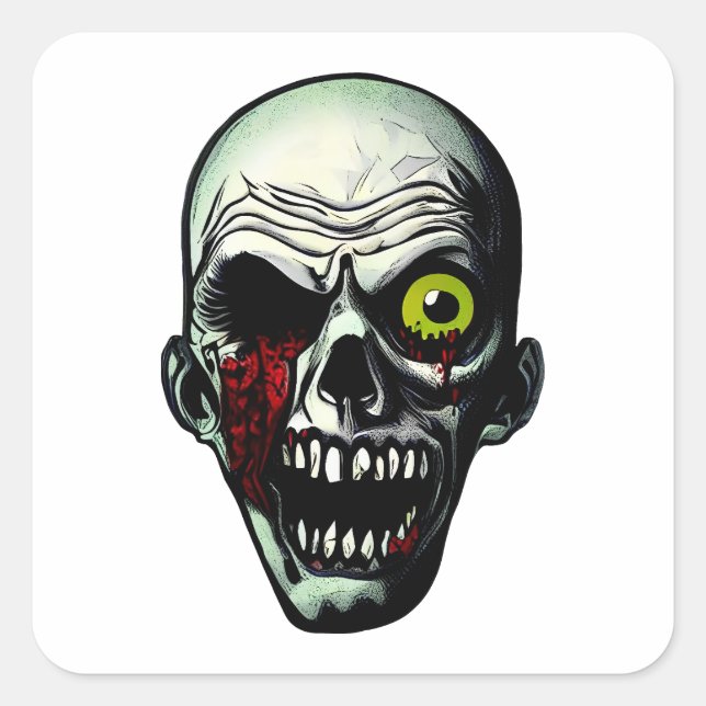 Zombie Head Quadratischer Aufkleber (Vorderseite)
