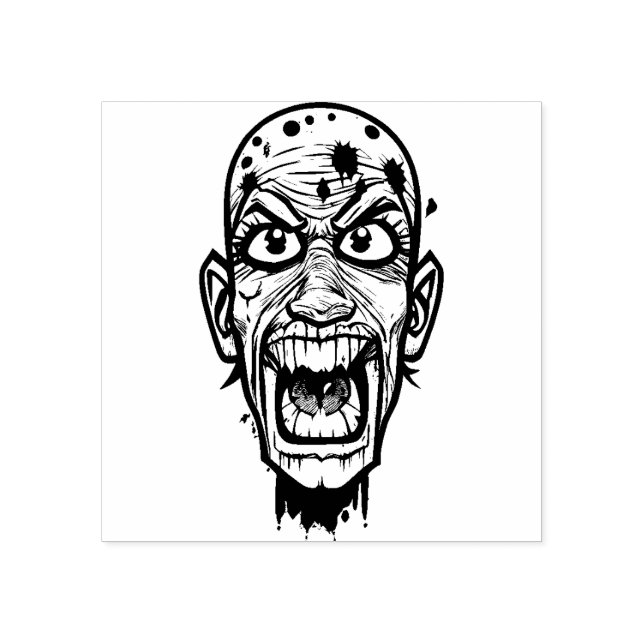 Zombie Head Rubber Briefmarke Gummistempel (Prägung)