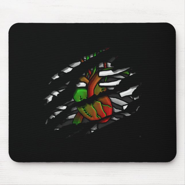 Zombie-Herz-und-Knochen-Grafik Mousepad (Vorne)