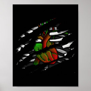 Zombie-Herz-und-Knochen-Grafik Poster