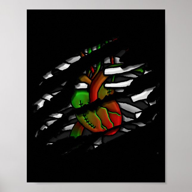 Zombie-Herz-und-Knochen-Grafik Poster (Vorne)