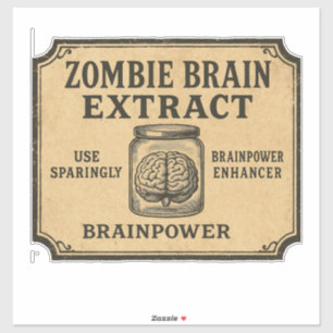 Zombie-Hirn-Extrakt - Halloween-Apothekeretikett Aufkleber