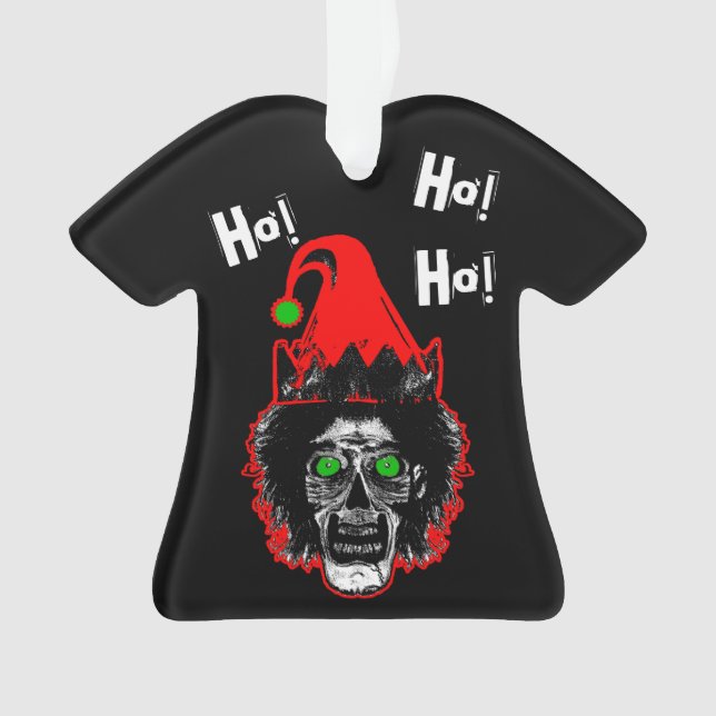 Zombie - Ho! Ho! Ho! Red Curved Hat auf Black Ornament (Vorderseite)