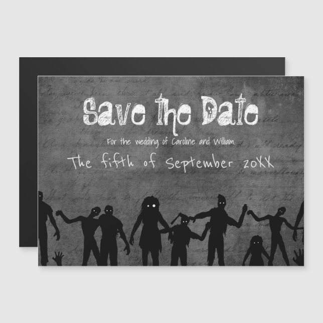 Zombie Horde Gothic Dark Save the Date Magneteinladung (Vorne/Hinten)