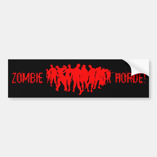 ZOMBIE-HORDE! Rot auf schwarzem Autoaufkleber (Vorne)