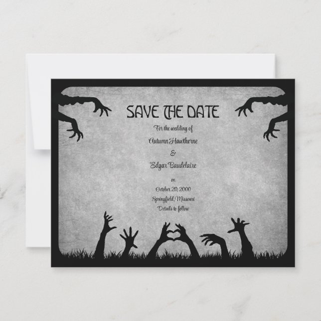 Zombie Horror Halloween Hochzeit Save The Date (Vorderseite)