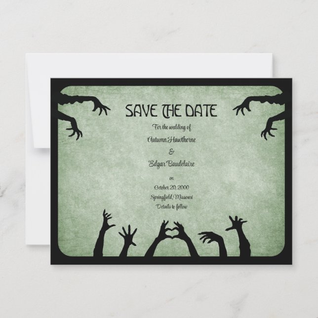 Zombie Horror Halloween Hochzeit Save The Date (Vorderseite)
