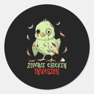 Zombie-Hühner-Invasion süßes untotes Küken Runder Aufkleber