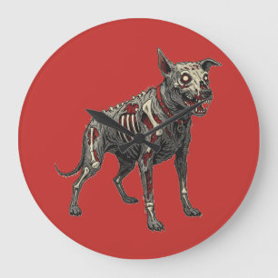 Zombie-Hund untote Horrordarstellung Große Wanduhr