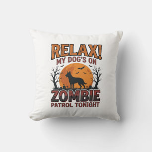 Zombie-Hunde-Patrouille Vintage-Halloween-Shirt-De Kissen
