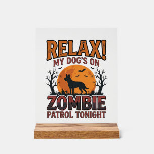 Zombie-Hundepatrouille Vintage-Halloween-Shirt-Des Acrylschild