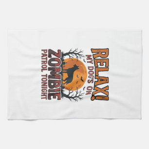 Zombie-Hundepatrouille Vintage-Halloween-Shirt-Des Geschirrtuch