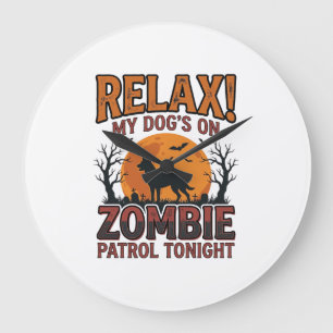 Zombie-Hundepatrouille Vintage-Halloween-Shirt-Des Große Wanduhr