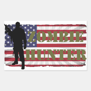 ZOMBIE HUNTER AMERICAN FLAG RECHTECKIGER AUFKLEBER