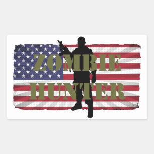 ZOMBIE HUNTER AMERICAN FLAG RECHTECKIGER AUFKLEBER