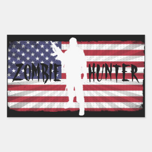 ZOMBIE HUNTER AMERICAN FLAG RECHTECKIGER AUFKLEBER