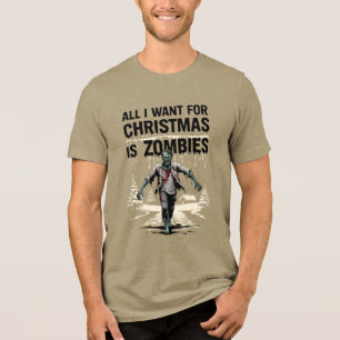 Zombie Hunter Christmas Wish Zombies zu Weihnachte Tri-Blend Shirt