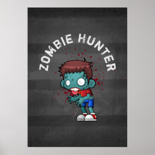 Zombie Hunter mit Spritzer Creepy Cool Poster