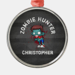 Zombie Hunter mit Spritzer Creepy Cool Silbernes Ornament