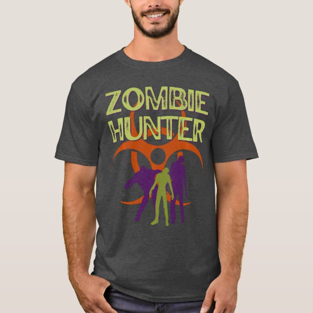 Zombie Hunter Scary Horror Halloween Costumeee fam T-Shirt (Vorderseite)