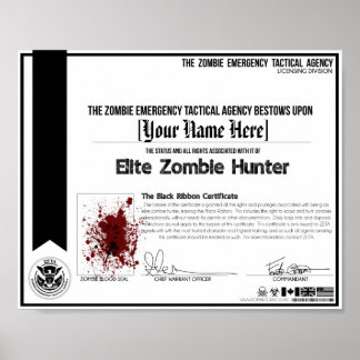 Zombie Hunter Zertifikat - ZETA! Poster