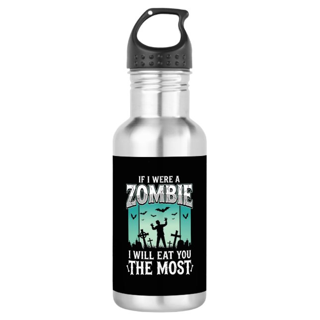 Zombie ich werde dich essen Halloween-Design_1 Edelstahlflasche (Vorderseite)