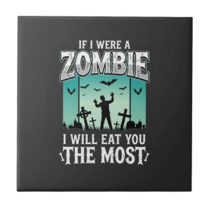 Zombie ich werde dich essen Halloween-Design_1 Fliese
