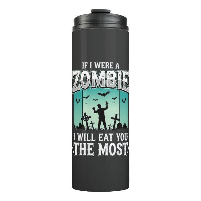 Zombie ich werde dich essen Halloween-Design_1 Thermosbecher (Vorderseite)