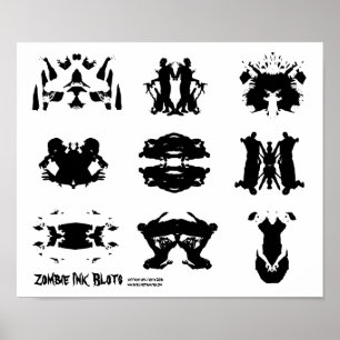 Zombie Ink Blot Rorschach Dunkle Psychologie Kunst Poster