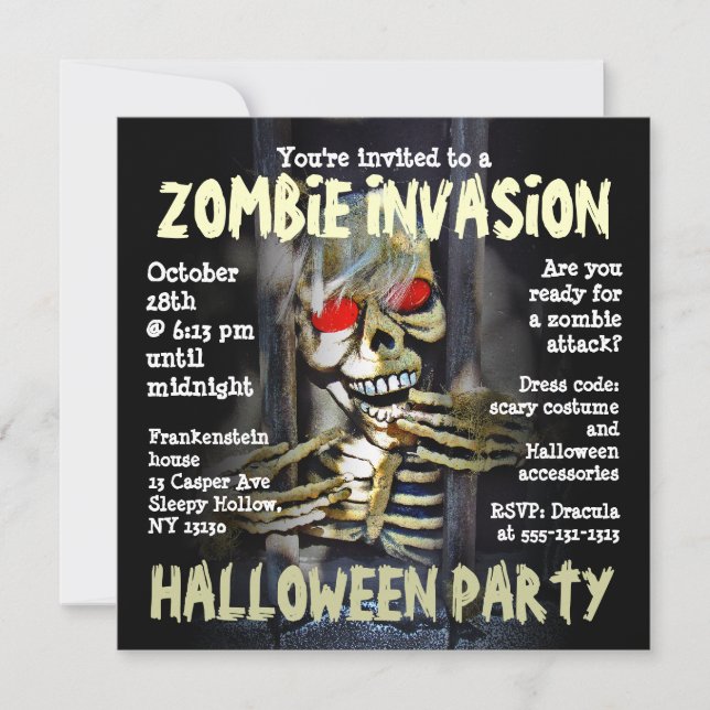 Zombie Invasion Halloween-Party Einladung (Vorderseite)