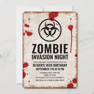 Zombie-Invasion mit Blutflecken und rostigem Zeich Einladung