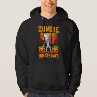 Zombie isst Gehirne Du bist sicher Gruseliger Kürb Hoodie