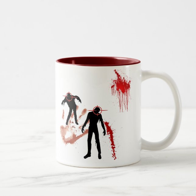 Zombie-Jagd-Team-Tasse Zweifarbige Tasse (Rechts)