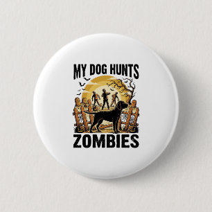 Zombie-Jagdhund-Vintage-Halloween-T-Shirt_1 Button