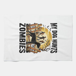 Zombie-Jagdhund-Vintage-Halloween-T-Shirt_1 Geschirrtuch