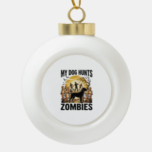 Zombie-Jagdhund-Vintage-Halloween-T-Shirt_1 Keramik Kugel-Ornament