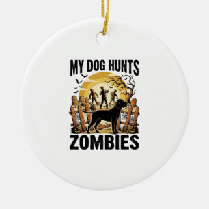 Zombie-Jagdhund-Vintage-Halloween-T-Shirt_1 Keramik Ornament