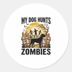 Zombie-Jagdhund-Vintage-Halloween-T-Shirt_1 Runder Aufkleber